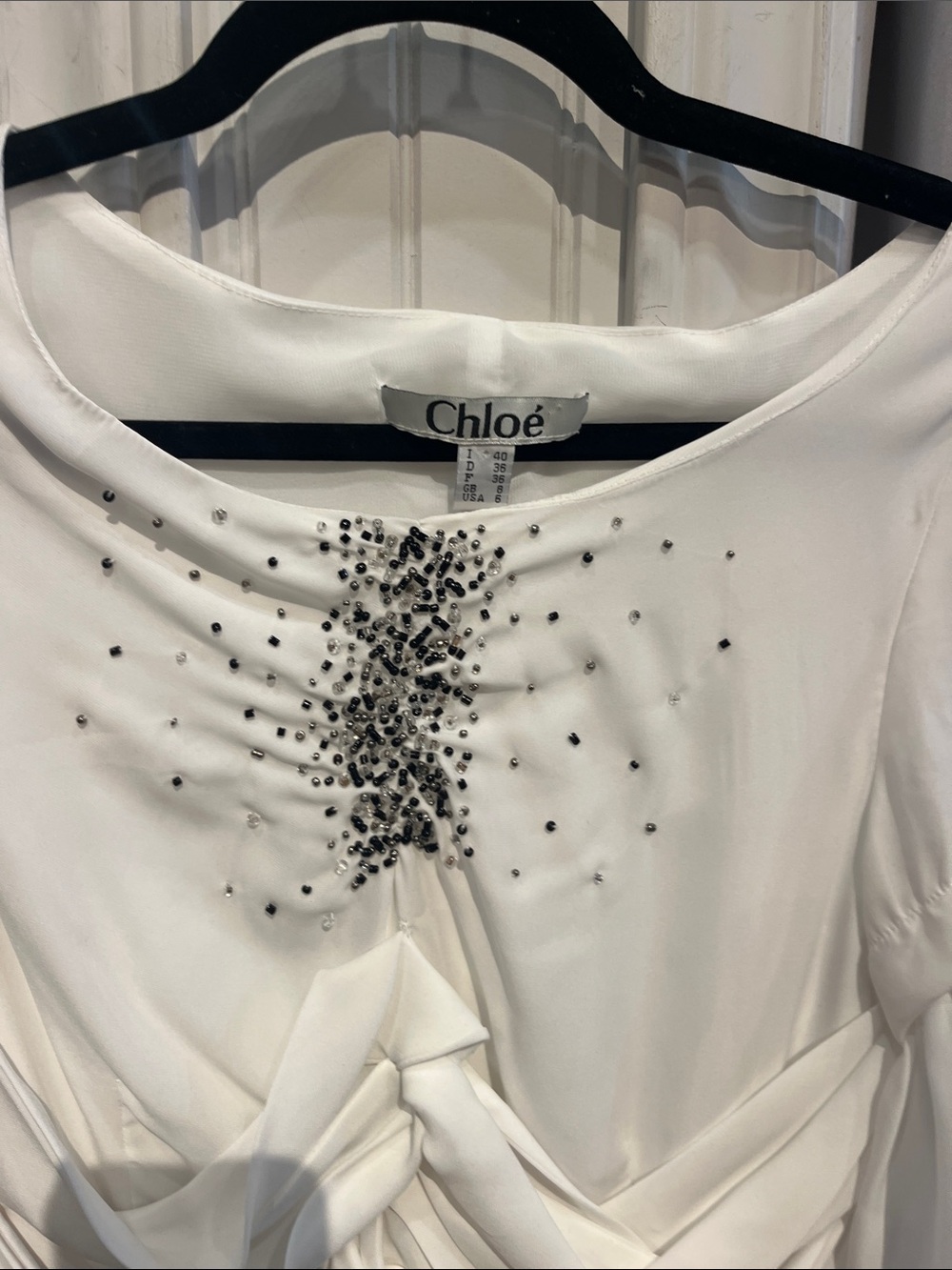 Chloe Silk White Embellished Women's Dress size 6